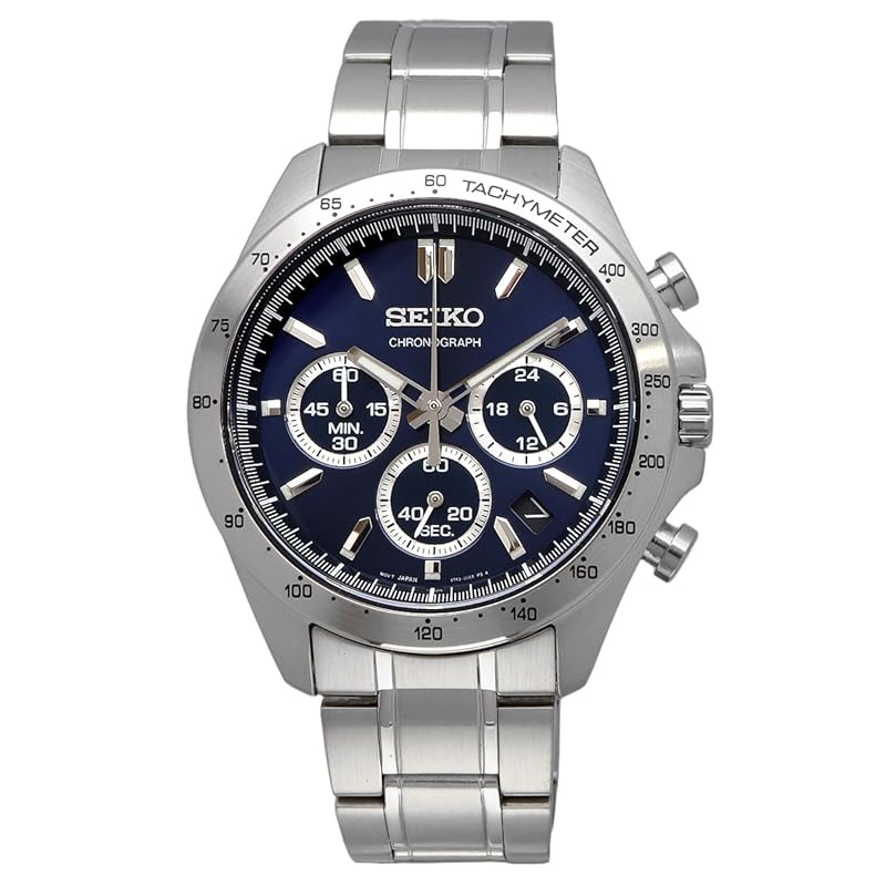 Мужские кварцевые часы Seiko SBTR011 с хронографом 1/5 секунды, темно-синие [Официальный японский продукт]
