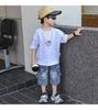 Boys' Summer Striped Short Sleeve Set 2026 New Style Handsome and Fashionable Little Boys' Summer Fashion Cool Wear with Jeans