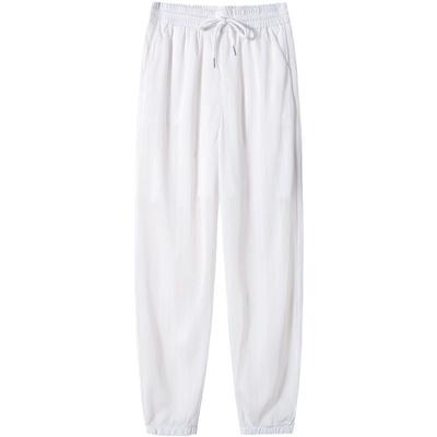 Новые брюки-кюлоты из ледяной сетки для женщин на лето, тонкие, с защитой от солнца, прохладные, из шифона, с пряжкой на щиколотках, повседневные брюки-харуны