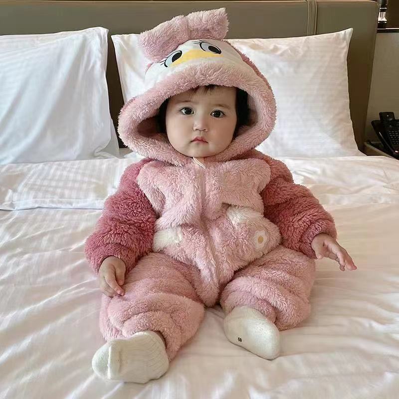 Детские комбинезоны для девочек, фланелевые, осенние и зимние, утепленные, детские пижамы, домашняя одежда