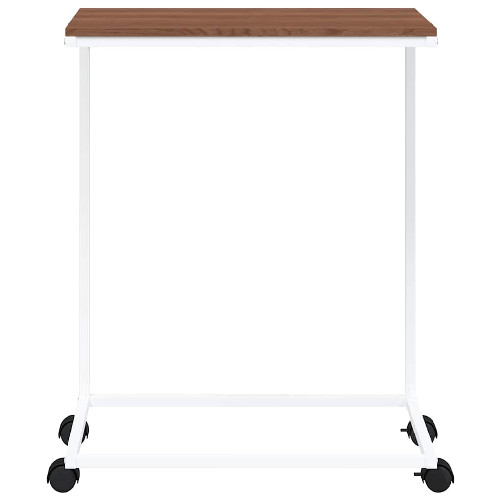 Side Table with Casters White 55 x 35 x 70 cm Engineered Wood