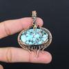 Turquoise Gemstone Pure Copper Wire Wrapped Handmade Pendant Jewelry