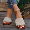 2024 Summer Women's Shoes High Quality Flat Ladies Slippers Fashion Open Toe Large Size Cloth Solid Color Women's Beach Shoes