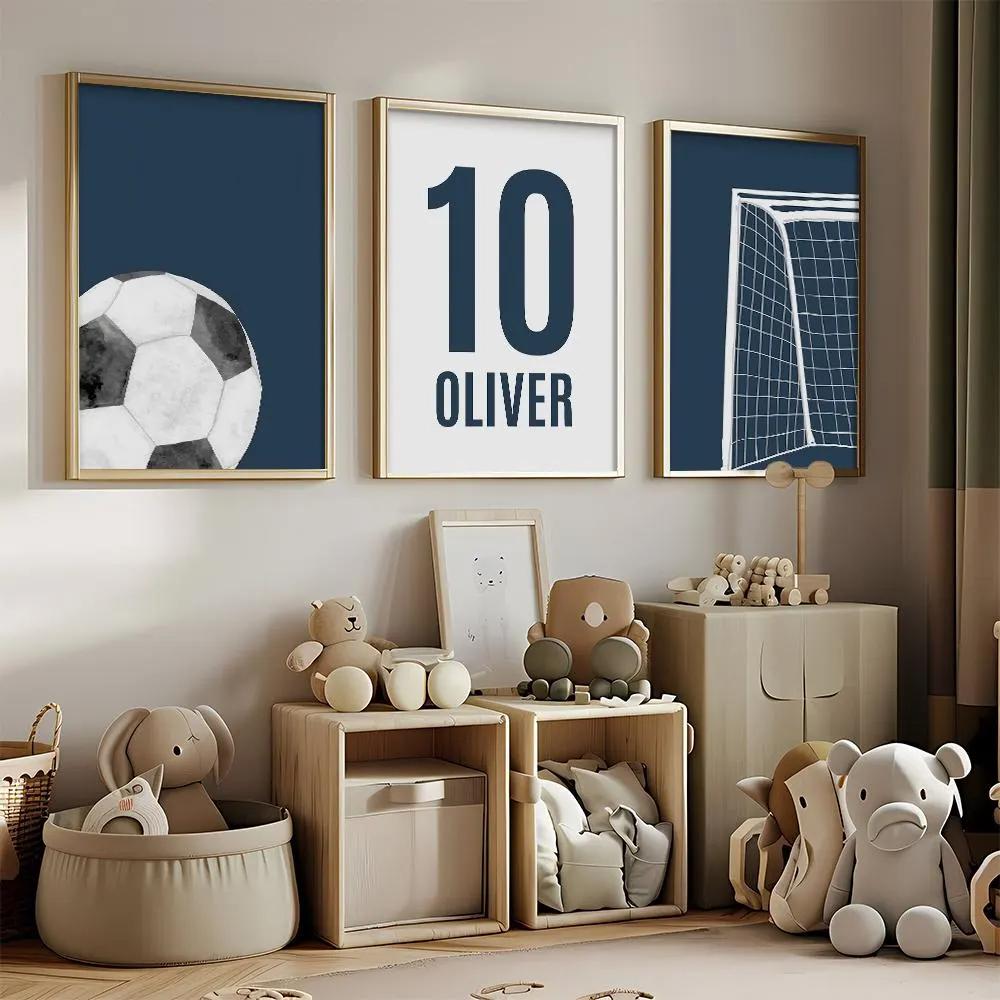 3pcs Football-Themed Wall Art, Personalized Football Designs Poster, Customizable with Names and Numbers; The Perfect Gift.