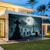 Moonlight Graveyard Party Banner - Scary Halloween decoration with full moon  tombstones and bats