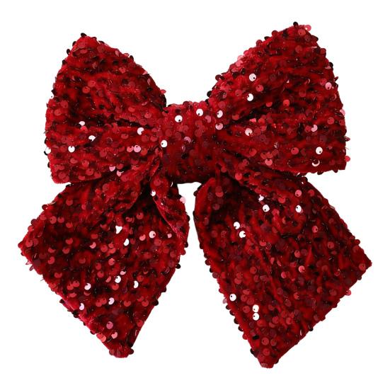 Christmas Bow Red Green Ribbon Bow Xmas Tree Decor Sequined Bow for Windows Doors Gift Wrapping Festive Holiday Decor