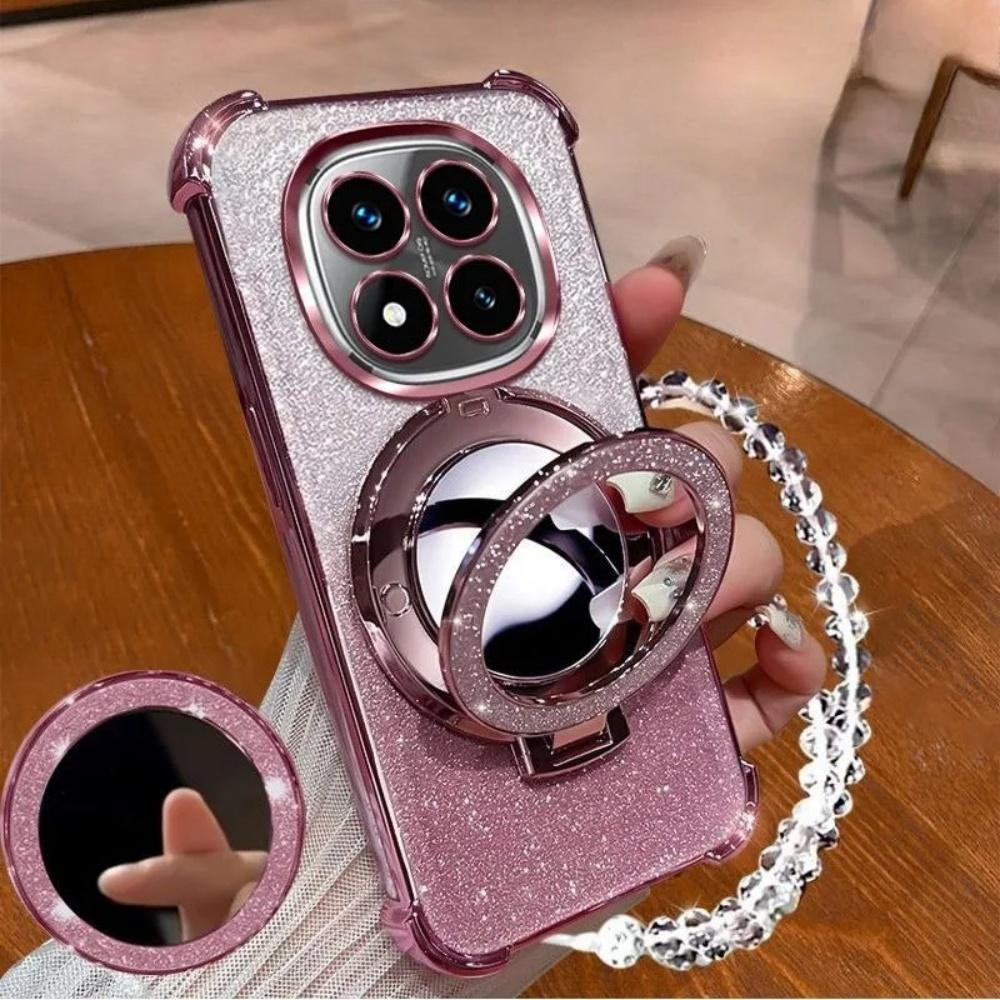 Phone Case For Infinix Note 30 40 50 Pro Smart 9 8 5 Hot 50S 50i 30i Bracket Mirror With Crystal Chain Shock-Absorbing Ahell