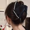 Винтажные заколки для волос для женщин черные атласные крабы для волос стразы жемчуг заколка для волос большой бант аксессуары для волос свадьба свадебная вечеринка элегантное украшение для волос