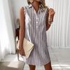 Женская летняя рубашка-платье Amazon Fashion без рукавов на пуговицах с принтом, повседневная