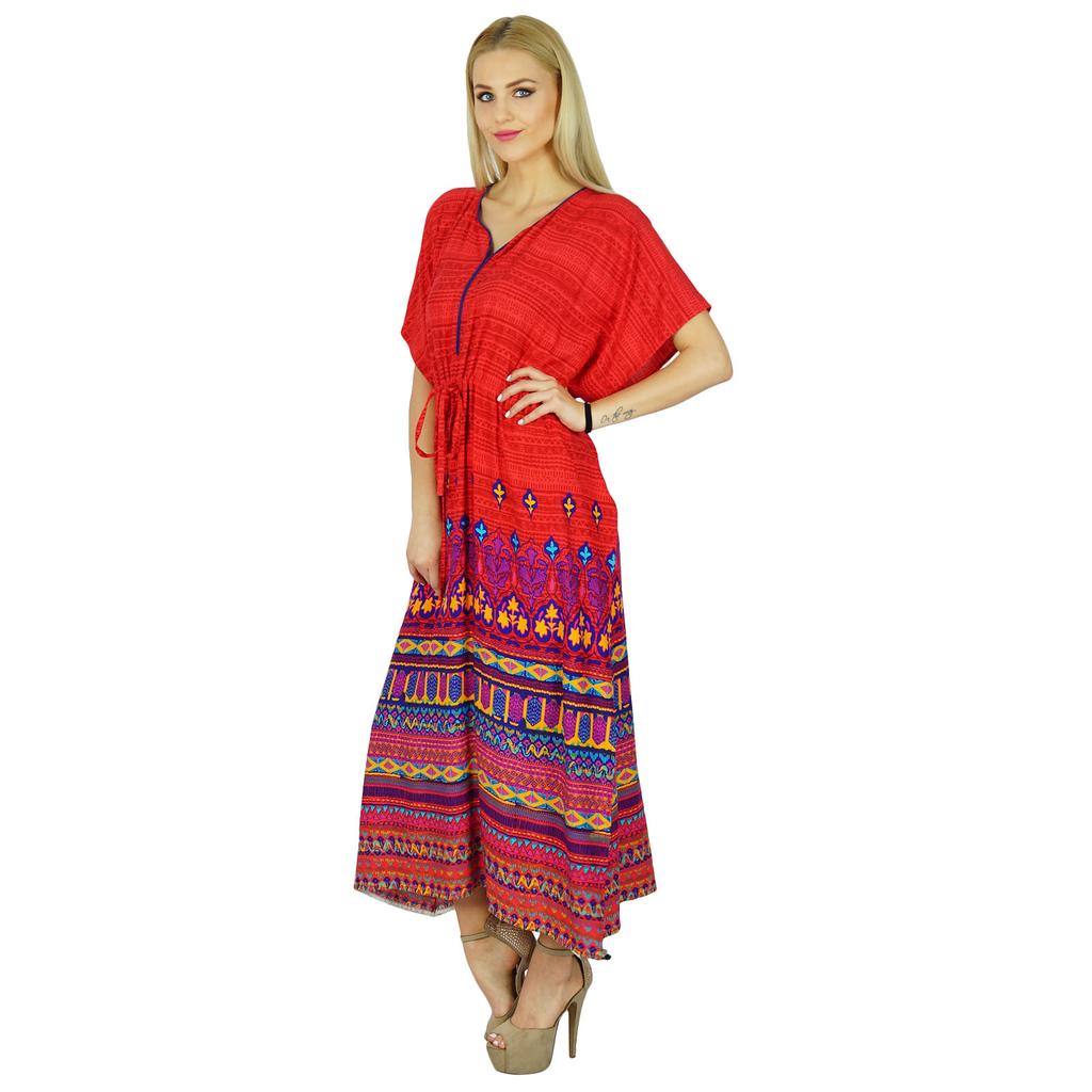 Bimba Женский длинный кафтан из вискозы Maxi Coverup Красный кафтан Кимоно с рукавами