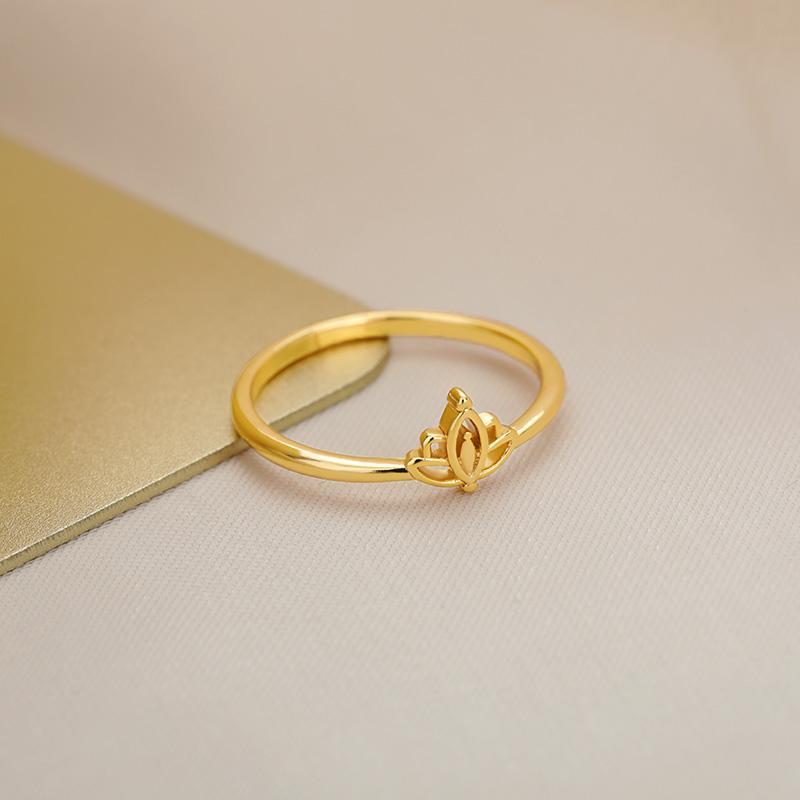 Трендовые винтажные кольца-лотосы для женщин, кольцо из нержавеющей стали, элегантное золотое обручальное кольцо, ювелирные изделия Bague Femme