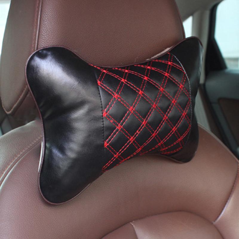 Travel Car Auto Seat Headrest Pillow Leather Head Neck Rest Cushion Pad Support