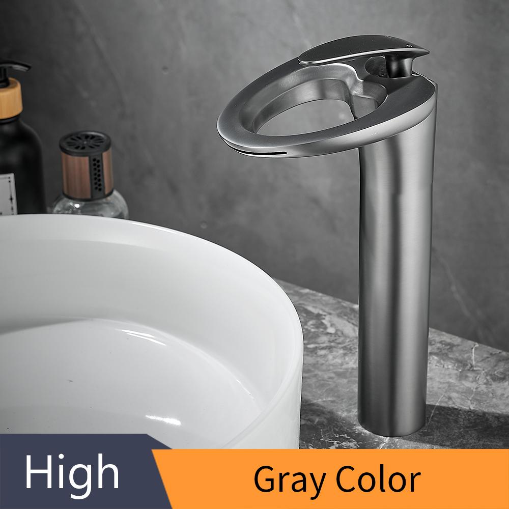 Смесители для раковины, современный серебряный смеситель для ванной комнаты, смесители-водопады, смесители для холодной и горячей воды на одно отверстие, смесители для раковины 855965