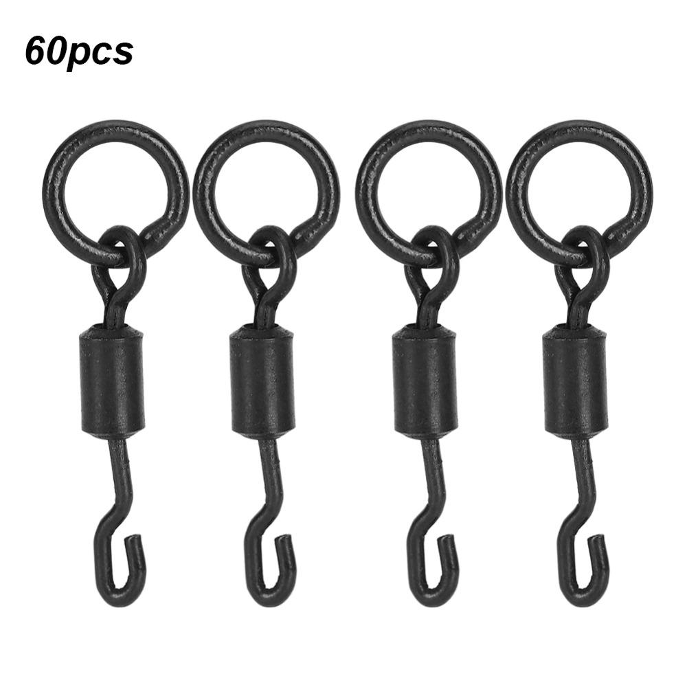 60PCS 20mm Rolling Swivels Single Hook Quick Change Swivels Portable Fishing Connector  for Jigging