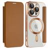Для iPhone 11 12 13 14 15 16 серии. Чехол-книжка Gold Shield Magnetic Business Leather Case, совместимый с MagSafe, со слотами для карт с блокировкой RFID и защитой линз