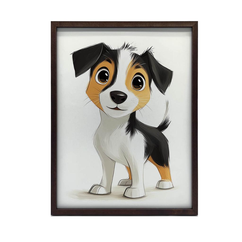 Jack Russell Terrier Dog Poster Jack Russell Terrier Dog Poster, 50X70 Cm, Dark Brown Wooden Frame, 230 Gsm Matte Paper