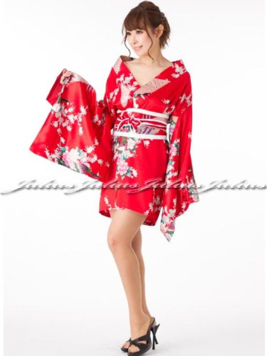 Сексуальное платье в стиле ойран, платье-кимоно, размер pc68, M/красный [Julius]