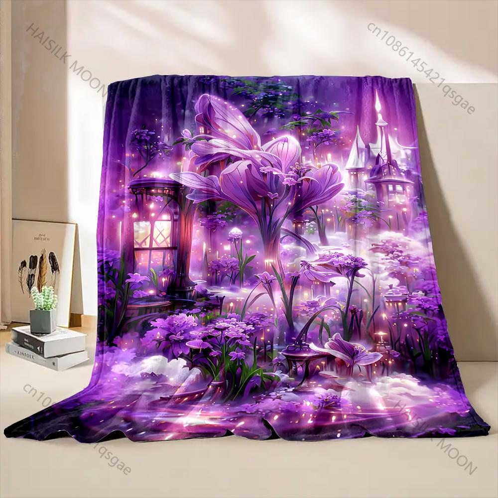 6 Styles Purple Dream Garden Print Blanket Warm Comfortable Blanket for Adults and Kids Luxury for Gifts All Seasons