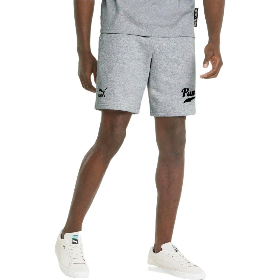 Puma Прямые шорты с логотипом, однотонные, мужские, серые, 536934-04