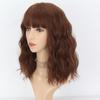 MISS WIG Красное вино, натуральный волнистый парик длиной до плеч с челкой, синтетическое волокно, бордовый для косплея, повседневная одежда, короткий волнистый парик Боб