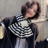 Striped Cross Scarf Women's Autumn And Winter Korean Lazy Pullover Wool Scarf Versatile Fashion Scarf Mountaineering Scarf