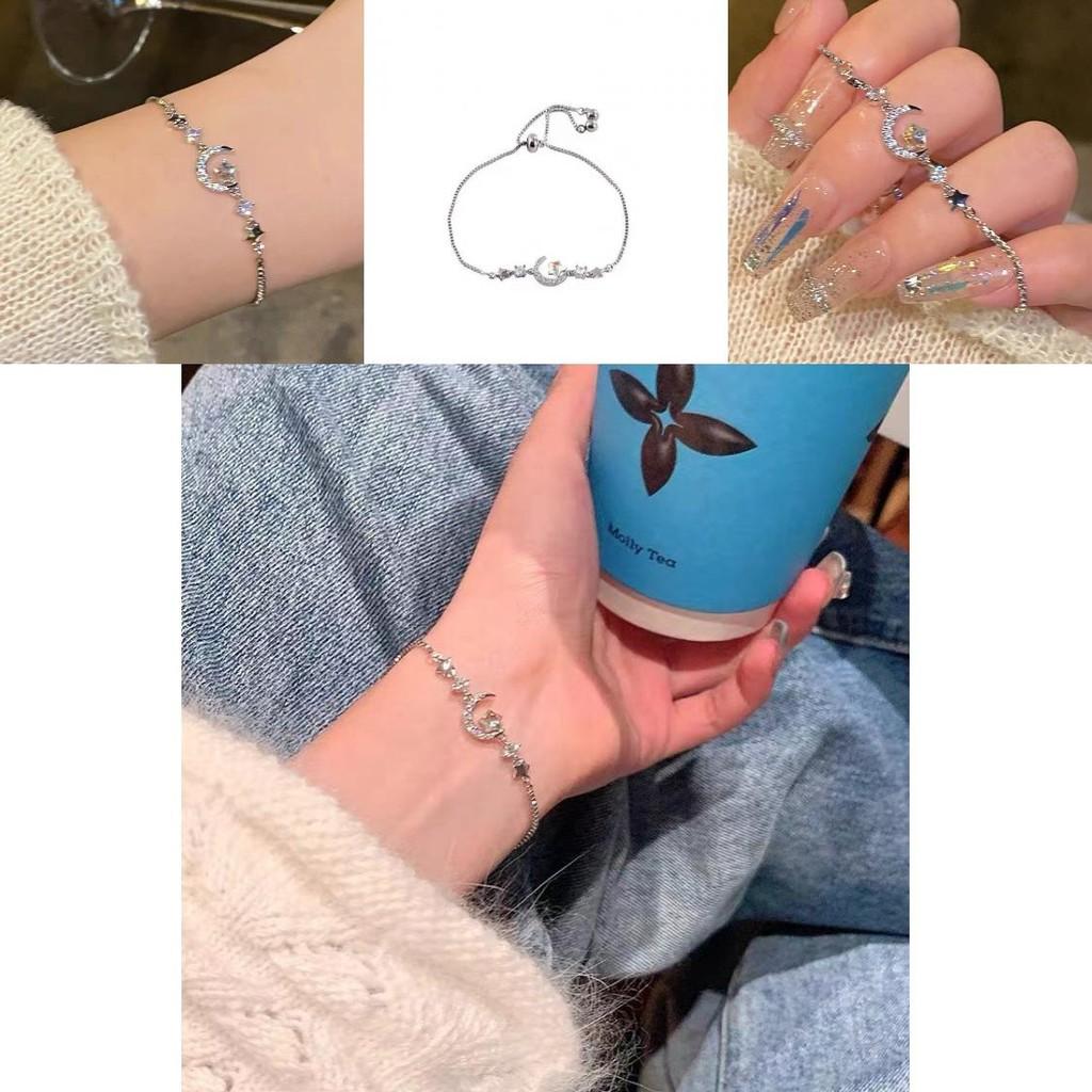 Модный цирконовый браслет со звездой и луной для женщин, шикарная бижутерия из сплава, лето 2024