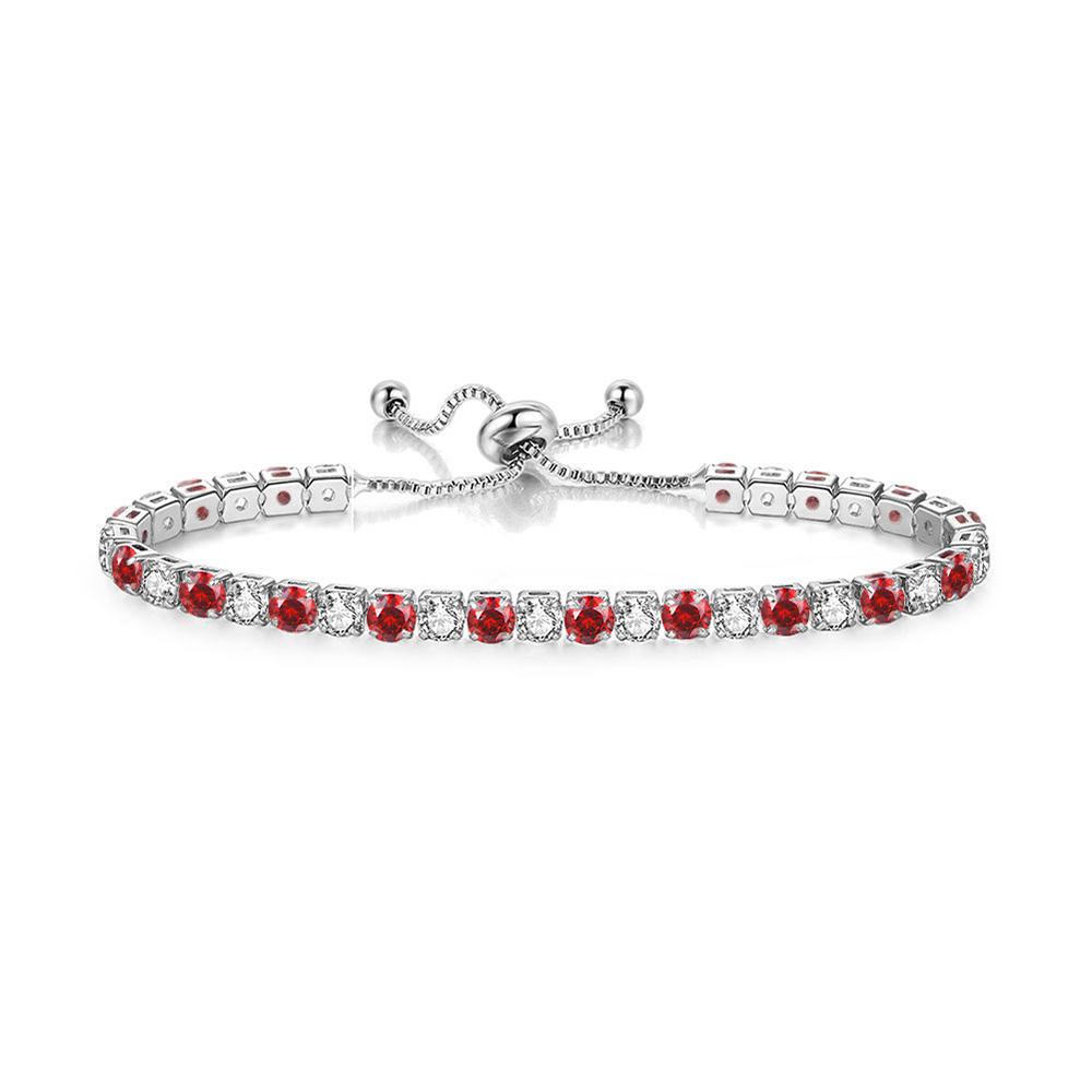 Adjustable 4MM Round Rainbow Zircon Tennis Bracelets for Women Men Fashion Silver Color Crystal Chain on Hand Trend Jewelry H133