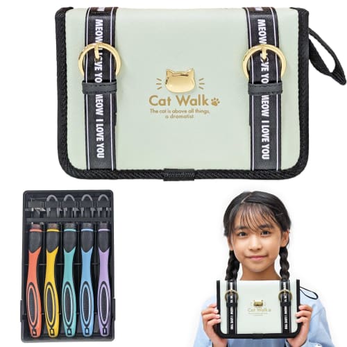 Carving Knife Set (Catwalk Right-Handed 2-Way Grip Carving Knife with Safety Guard, Yoshiharu Cutlery, Elementary School Girls, Stylish)