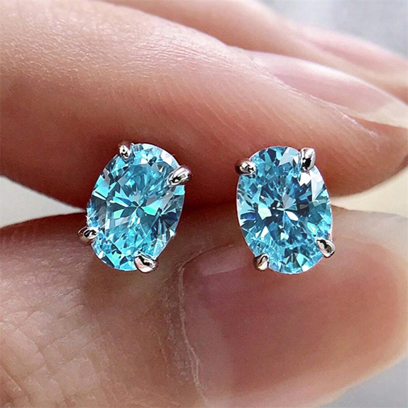Minialist Geometric Cubic Zirconia Stud Earrings for Women Simple Party Daily Versatile Classic Lady Accessories Jewelry