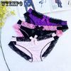 Antibacterial Breathable Sexy Lace Hem Low Waist Comfortable and Seamless Girl Briefs for All Seasons