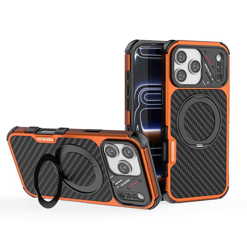 Applicable To IPhone17Promax Mobile Phone Case, Carbon Fiber Magnetic Suction All-inclusive Anti-drop 17Pro IPhone Case.