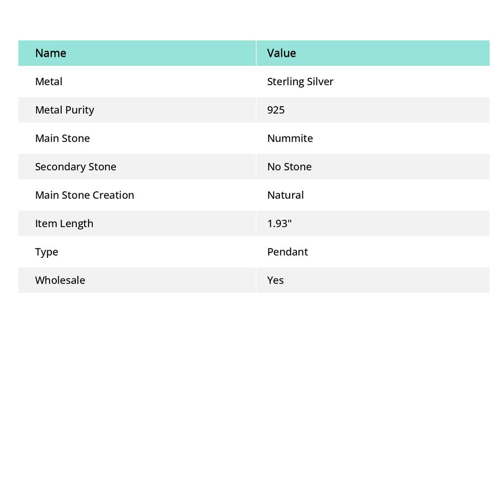 Подвеска из стерлингового серебра 925 пробы Nuummite, ручная работа, 1,93 дюйма, u0H66