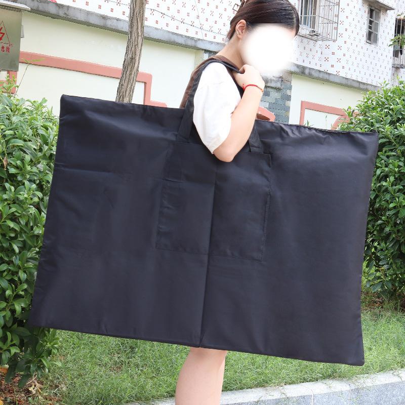 96x69CM Large Black Art Portfolio Bag Durable Canvas Storage Poster Painting Board Carry Handbag Art Students Organizer w/Pocket