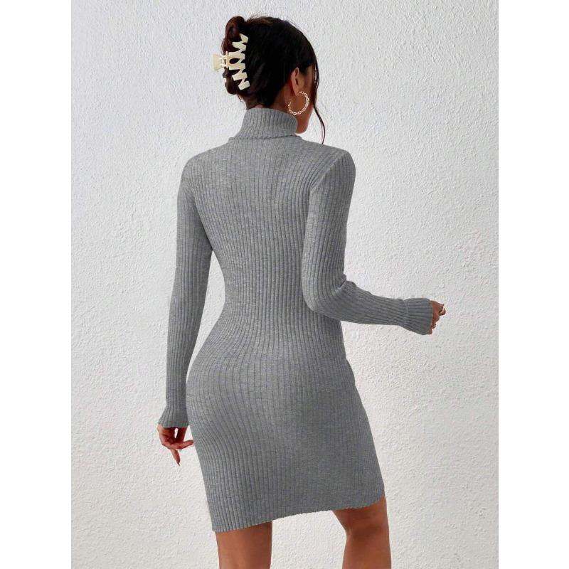 YYFS Women's Fashion Casual Fall Winter Solid Color Print Long Sleeve High Neck Sweaters