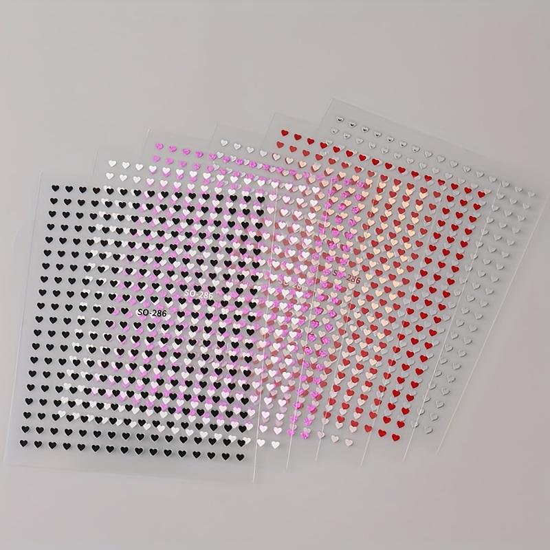 6Pcs Mini Heart Nail Stickers Laser-Cut Love-Themed DIY Nail Patch Decoration, Romantic Nail Art|Romantic Nail Design Stickers