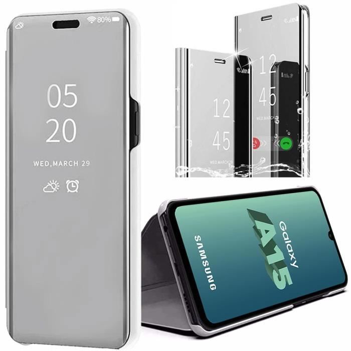 Coque Antichoc - Booling - pour Samsung Galaxy A15 - Argenté - Smart Flip Cover - Protection antichoc