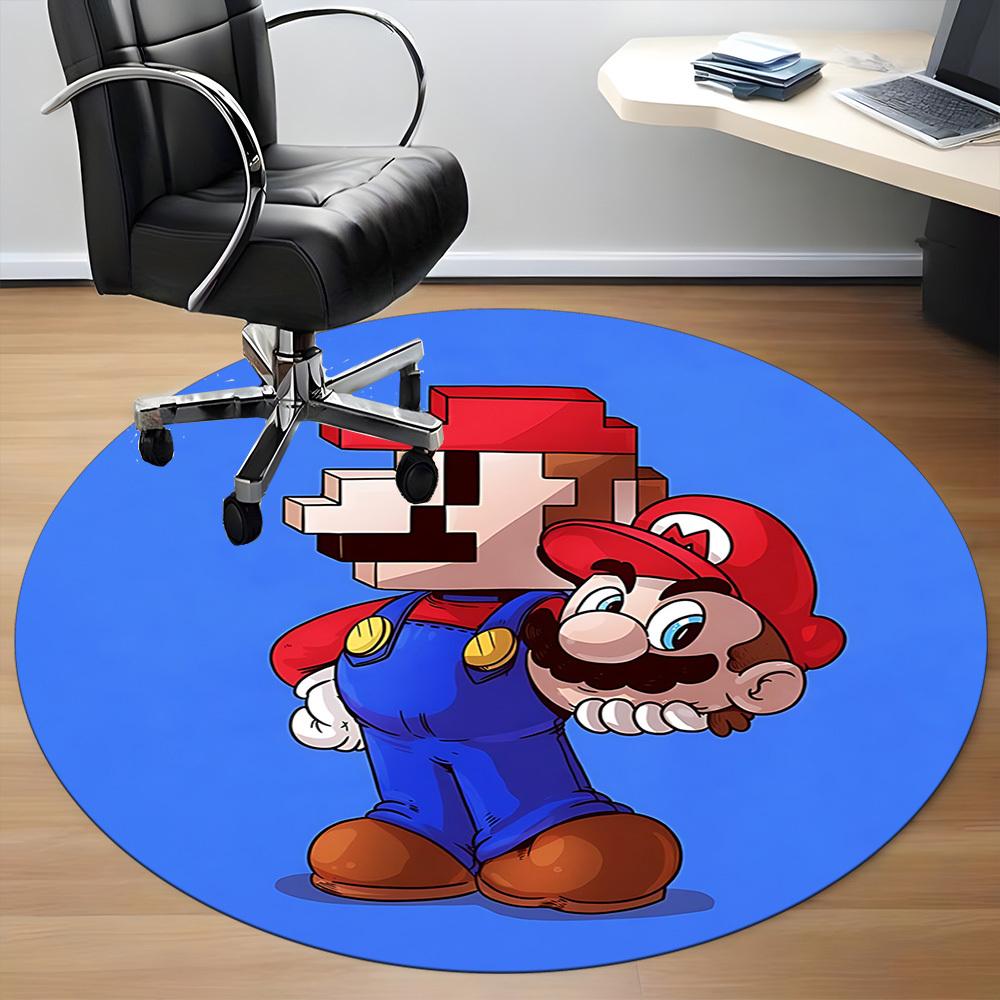 1pc Mario Pixel Art Office Round Area Rug, Under Office Chairs Bedroom Living Room Home Decor  a1022310