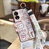 Protective Wrist Strap Phone Case For TCL 505/T509K/T5094 Durable Lanyard Wristband Cute Back Cover Cartoon Silicone