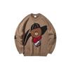 Li-Ning Совместный бренд X Line Friends пуловер свободного кроя с круглым вырезом и топы унисекс с принтом бурого медведя темно-коричневый AMBQ046-1