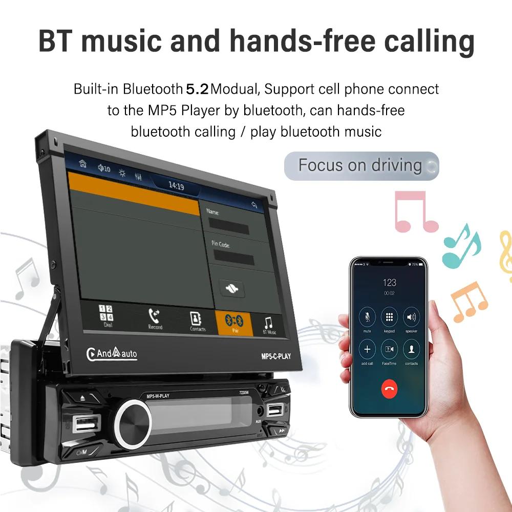 1 Din стерео 7 дюймов выдвижной экран Carplay Android Auto Мультимедиа Видео MP5 Плеер BT FM USB Android Головное устройство