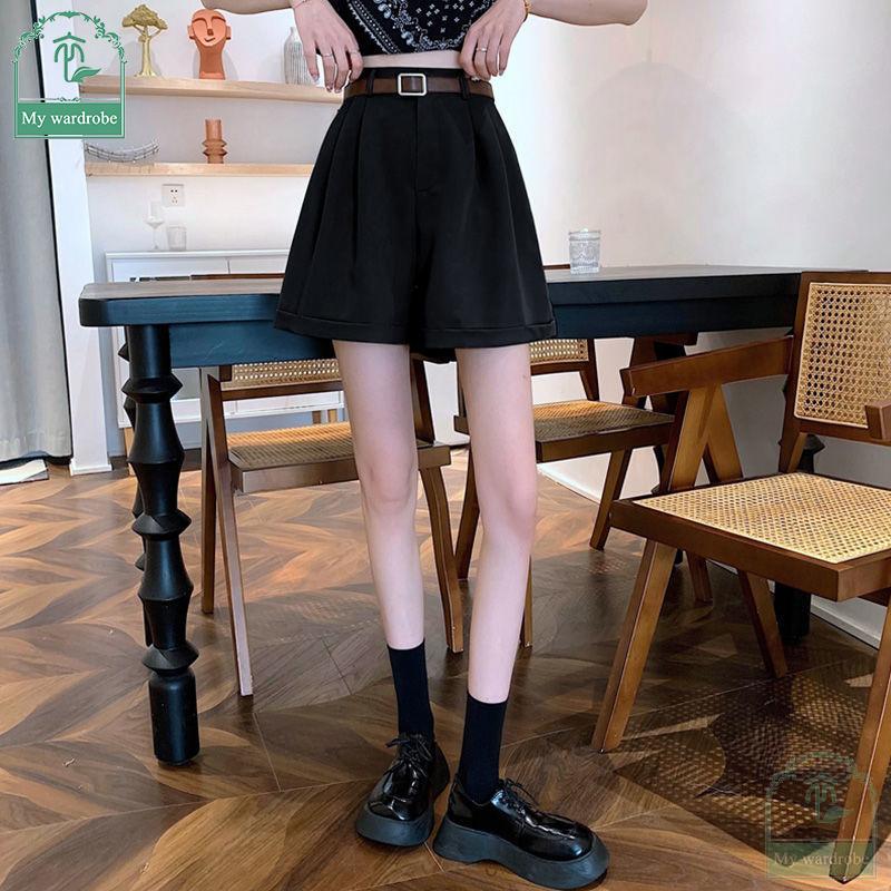 Женские свободные брюки с высокой талией, широкие, тонкие, шорты для костюма, летняя корейская версия, закатанные повседневные шорты