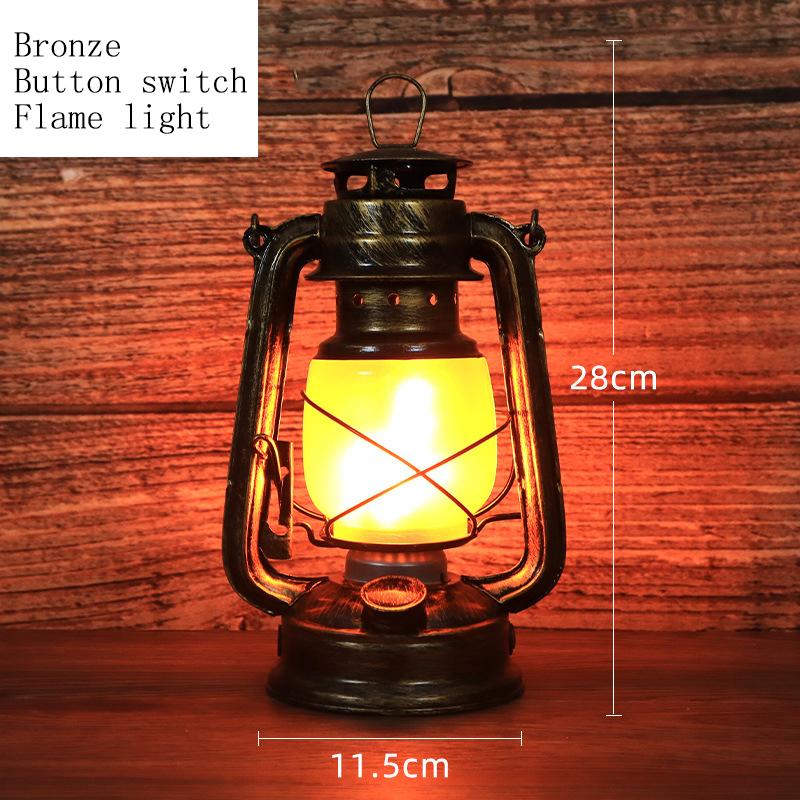 Ретро портативный электрический фонарь уличная керосиновая лампа с дистанционным управлением перезаряжаемая батарея/питание от сети переменного тока бронзовая светодиодная настольная лампа