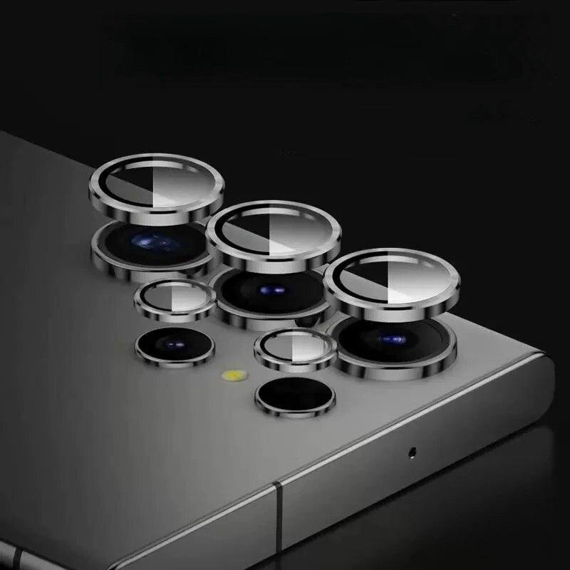 Для Samsung Galaxy S24ultra S24 + S24 защитная пленка для камеры с металлическим кольцом, стекло для объектива для Galaxy S23 Ultra S23 + FE, задняя крышка объектива