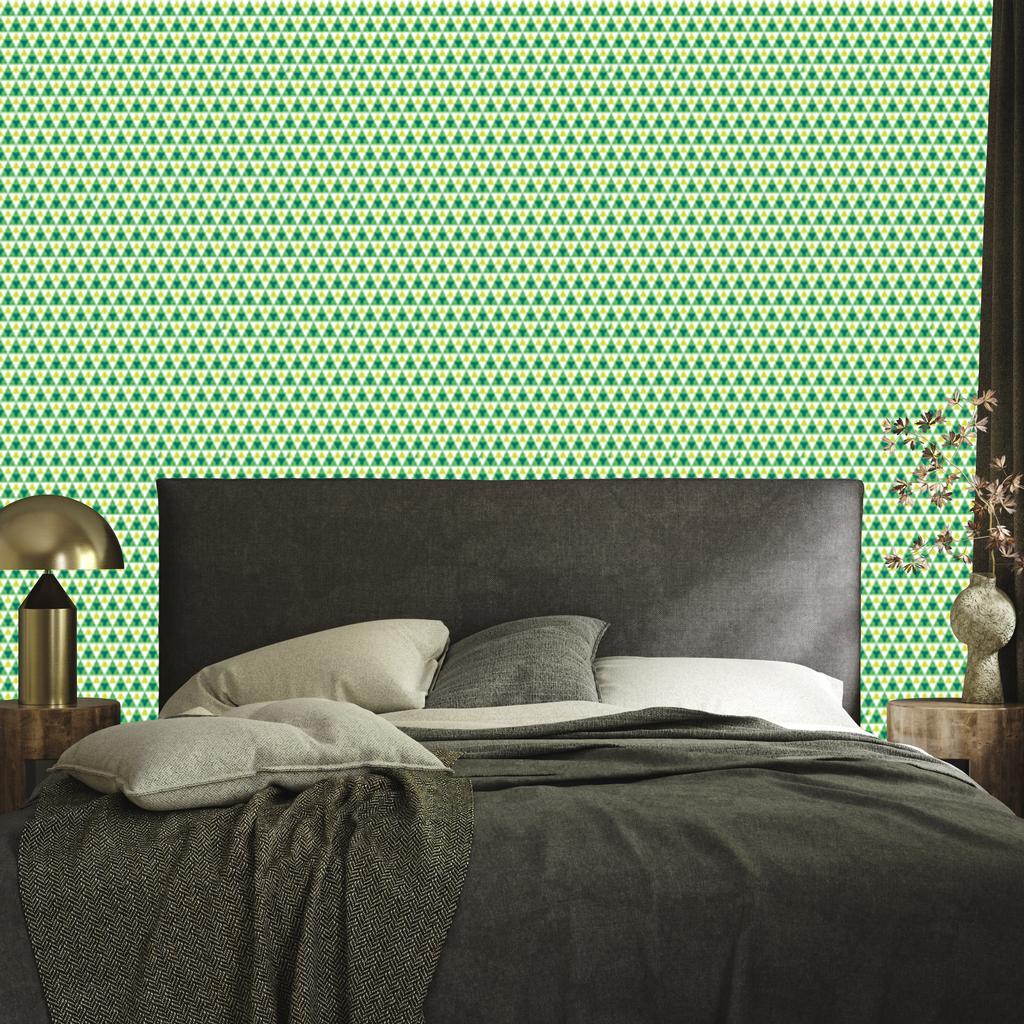Green and lime triangles wallpaper for living room and bedroom 50x1000