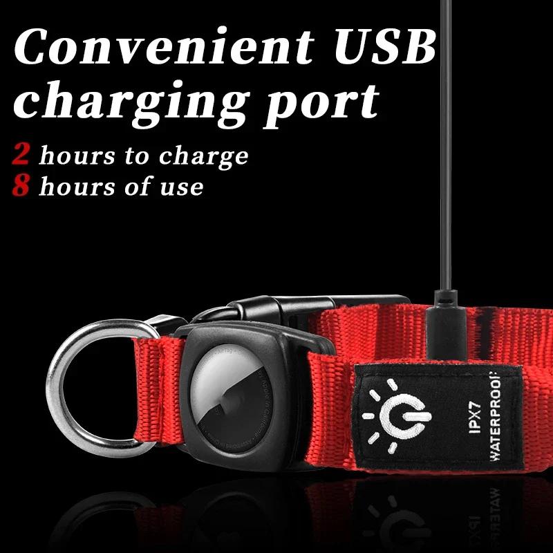 Ошейник для собаки Горячая распродажа Защитный чехол для Airtag без отслеживания местоположения Водонепроницаемый Светящийся ошейник для питомца Ошейник для кошки