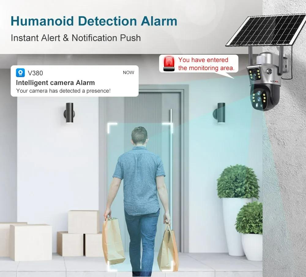 LS VISION 12 МП 4G/WiFi Двухэкранная Солнечная Камера Уличная 10-кратный Зум 6K Три Объектива Автоматическое Слежение за Человеком Камера Наблюдения V380 Pro