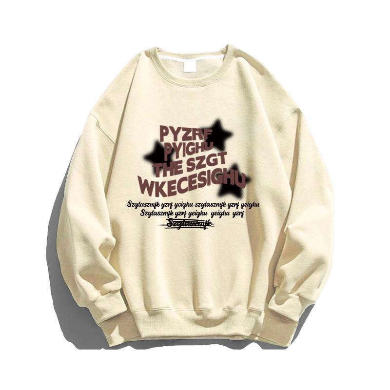 Women's Heavyweight Crewneck Sweatshirt, Petite Fit, Retro Style, Hoodless, White/Gray, Suitable for Spring, Autumn, and Winter.