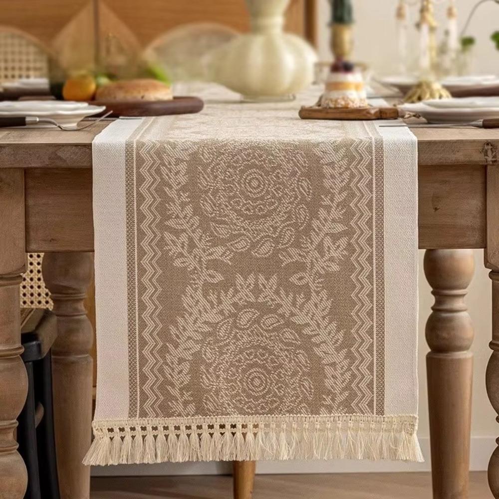 Home Decor Nordic Style Table Runner with Tassel Waterproof Table Cloth Polyester Washable Table Cover Festival