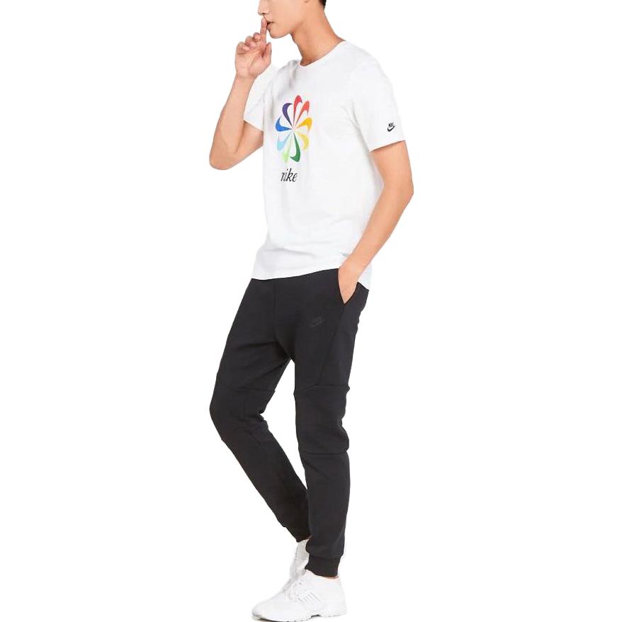 Nike T Shirts Men's White Crew Neck Moderate Straight Fit AQ5197-100