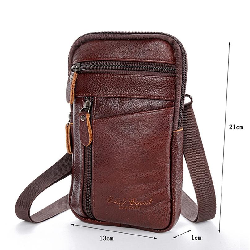 Leather Men's Phone Bag Outdoor 1Pc Travel Waist Pack Shoulder Bags